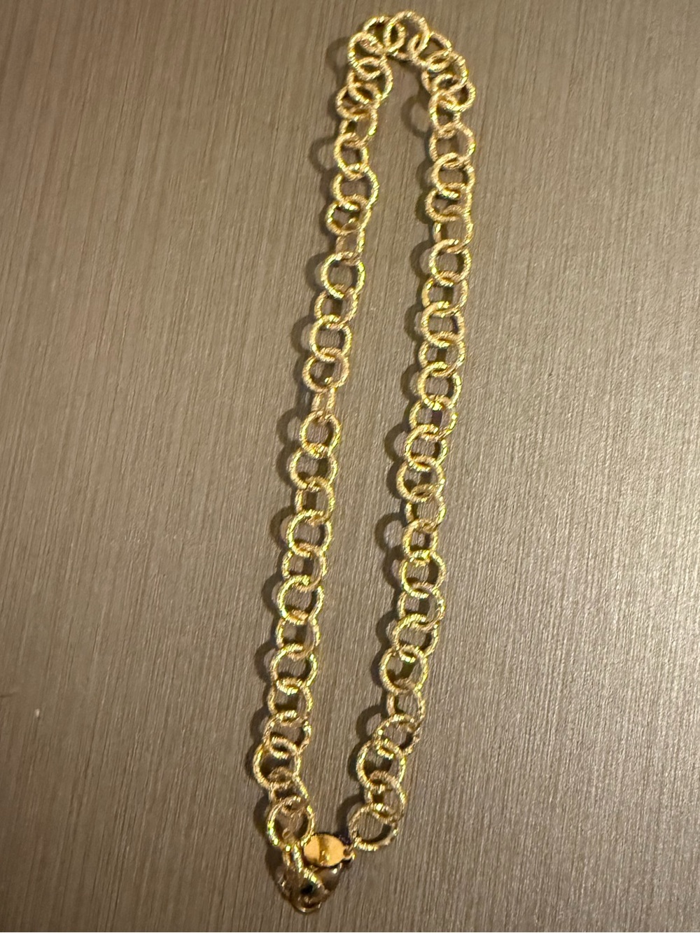 Gold Tone Linked Circle Chain Necklace